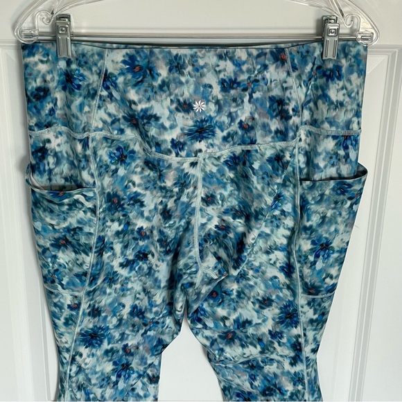 Athleta Salutation Stash pocket leggings tights opaline floral blue 47285 - Picture 5 of 12